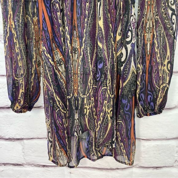 Xhilaration High Low Shear Tunic Top SZ L Empire Waist Multicolored Pattern - Picture 7 of 8